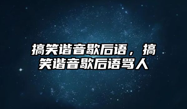 搞笑諧音歇后語，搞笑諧音歇后語罵人