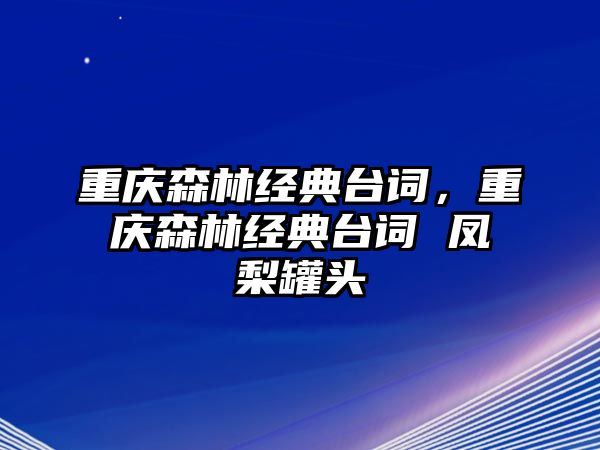 重慶森林經(jīng)典臺詞，重慶森林經(jīng)典臺詞 鳳梨罐頭