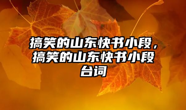 搞笑的山東快書小段，搞笑的山東快書小段臺詞