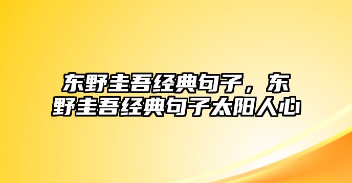 東野圭吾經(jīng)典句子，東野圭吾經(jīng)典句子太陽人心