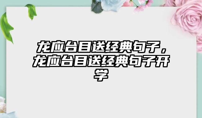 龍應(yīng)臺目送經(jīng)典句子，龍應(yīng)臺目送經(jīng)典句子開學(xué)