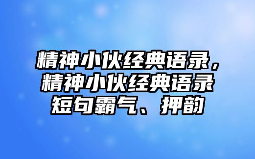 精神小伙經(jīng)典語(yǔ)錄，精神小伙經(jīng)典語(yǔ)錄短句霸氣、押韻