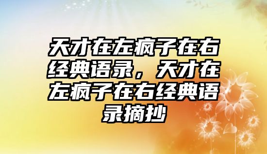 天才在左瘋子在右經(jīng)典語錄，天才在左瘋子在右經(jīng)典語錄摘抄