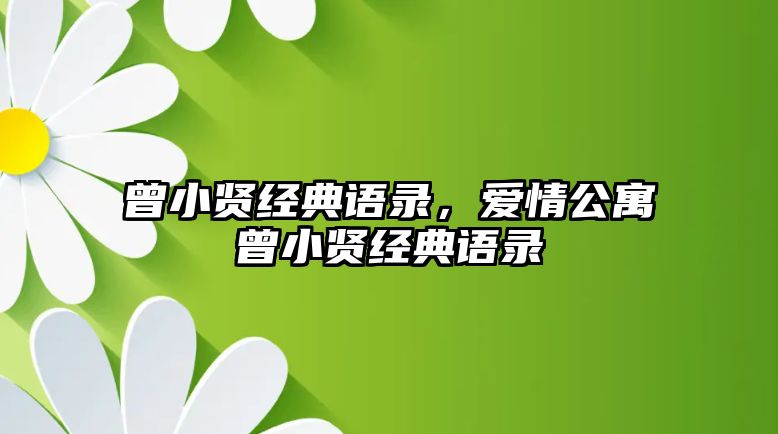 曾小賢經(jīng)典語錄，愛情公寓曾小賢經(jīng)典語錄