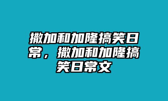 撒加和加隆搞笑日常，撒加和加隆搞笑日常文