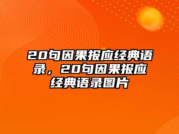 20句因果報(bào)應(yīng)經(jīng)典語(yǔ)錄，20句因果報(bào)應(yīng)經(jīng)典語(yǔ)錄圖片