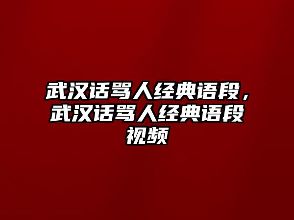 武漢話罵人經(jīng)典語段，武漢話罵人經(jīng)典語段視頻