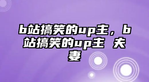 b站搞笑的up主，b站搞笑的up主 夫妻