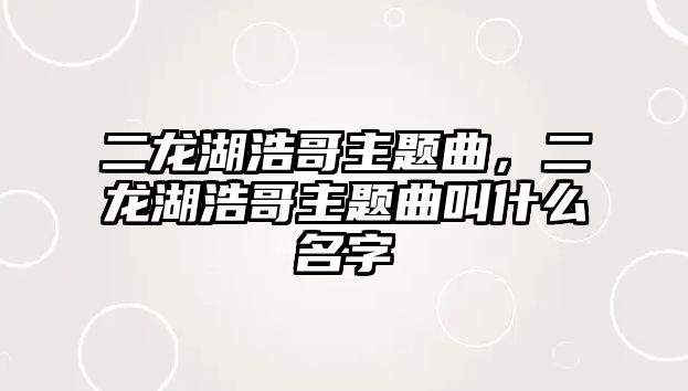 二龍湖浩哥主題曲，二龍湖浩哥主題曲叫什么名字