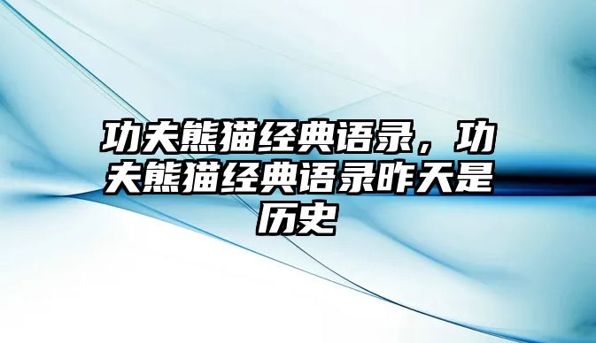 功夫熊貓經(jīng)典語(yǔ)錄，功夫熊貓經(jīng)典語(yǔ)錄昨天是歷史