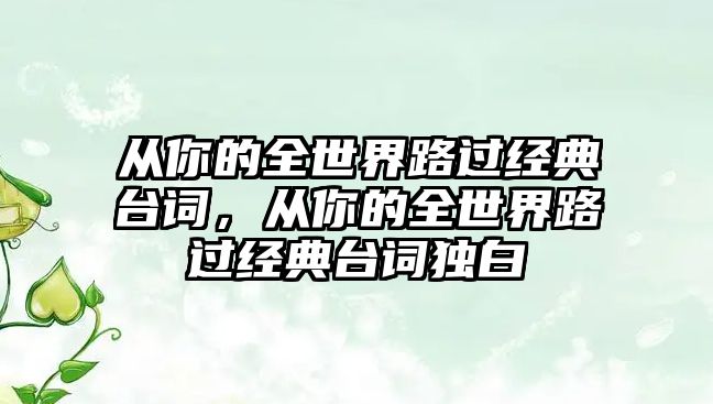 從你的全世界路過經(jīng)典臺詞，從你的全世界路過經(jīng)典臺詞獨(dú)白