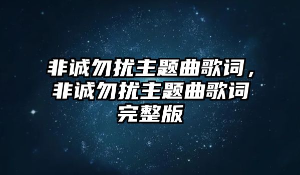 非誠勿擾主題曲歌詞，非誠勿擾主題曲歌詞完整版