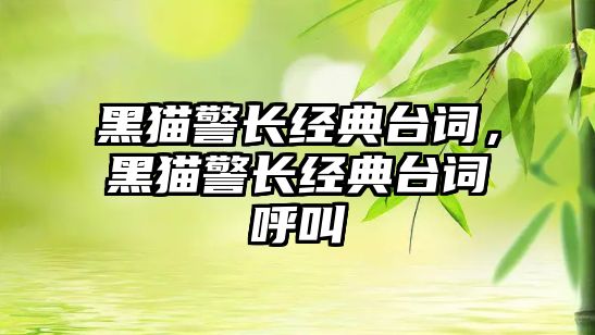 黑貓警長(zhǎng)經(jīng)典臺(tái)詞，黑貓警長(zhǎng)經(jīng)典臺(tái)詞呼叫