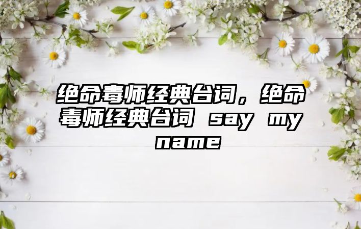 絕命毒師經典臺詞，絕命毒師經典臺詞 say my name