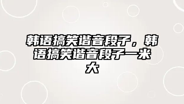 韓語搞笑諧音段子，韓語搞笑諧音段子一米大