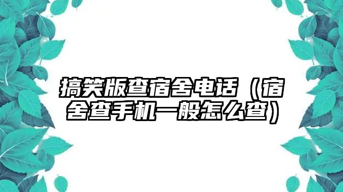 搞笑版查宿舍電話（宿舍查手機(jī)一般怎么查）