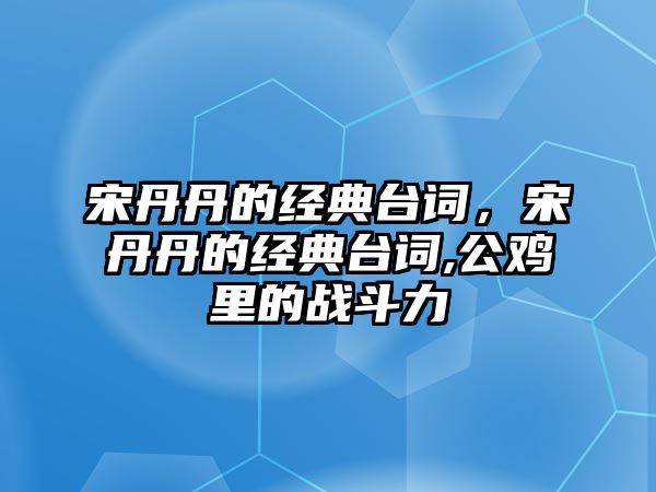 宋丹丹的經(jīng)典臺(tái)詞，宋丹丹的經(jīng)典臺(tái)詞,公雞里的戰(zhàn)斗力