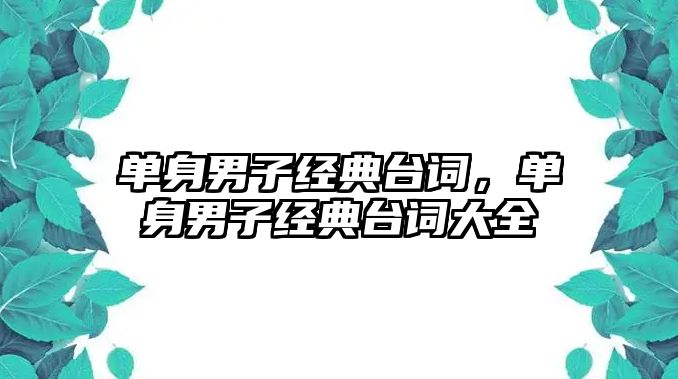 單身男子經(jīng)典臺詞，單身男子經(jīng)典臺詞大全