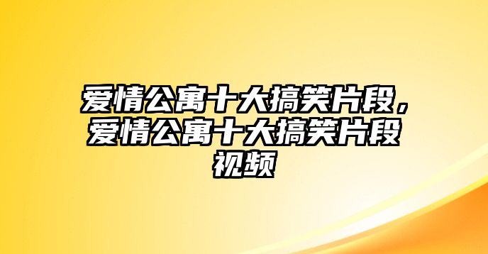 愛(ài)情公寓十大搞笑片段，愛(ài)情公寓十大搞笑片段視頻