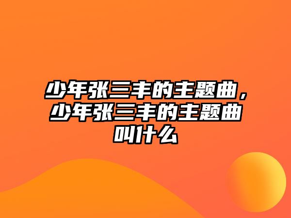 少年張三豐的主題曲，少年張三豐的主題曲叫什么