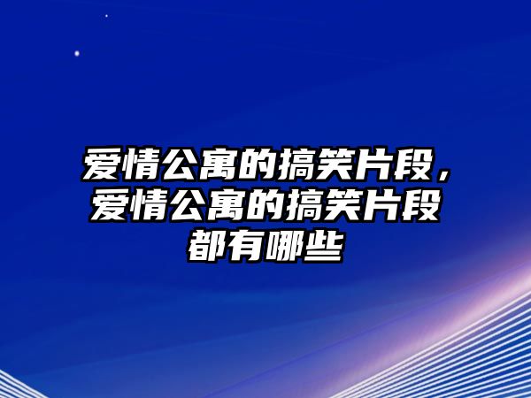 愛情公寓的搞笑片段，愛情公寓的搞笑片段都有哪些