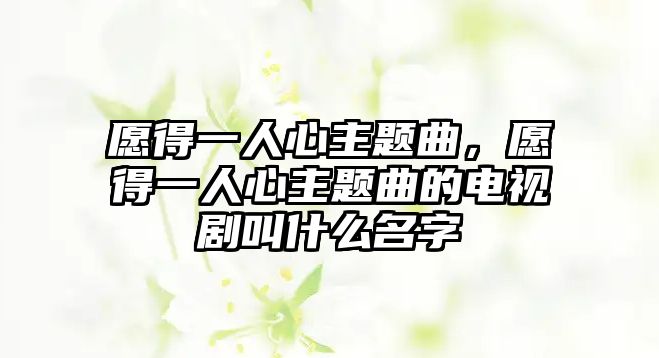 愿得一人心主題曲，愿得一人心主題曲的電視劇叫什么名字