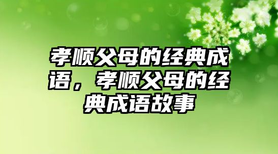 孝順父母的經(jīng)典成語，孝順父母的經(jīng)典成語故事