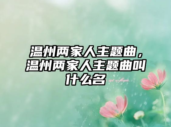 溫州兩家人主題曲，溫州兩家人主題曲叫什么名