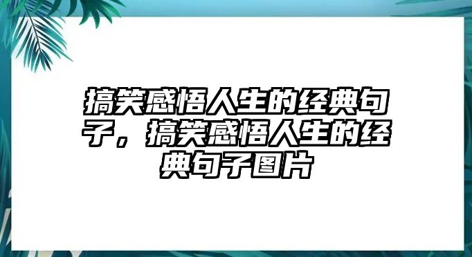 搞笑感悟人生的經(jīng)典句子，搞笑感悟人生的經(jīng)典句子圖片