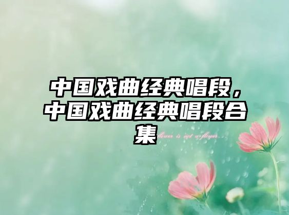 中國戲曲經(jīng)典唱段，中國戲曲經(jīng)典唱段合集